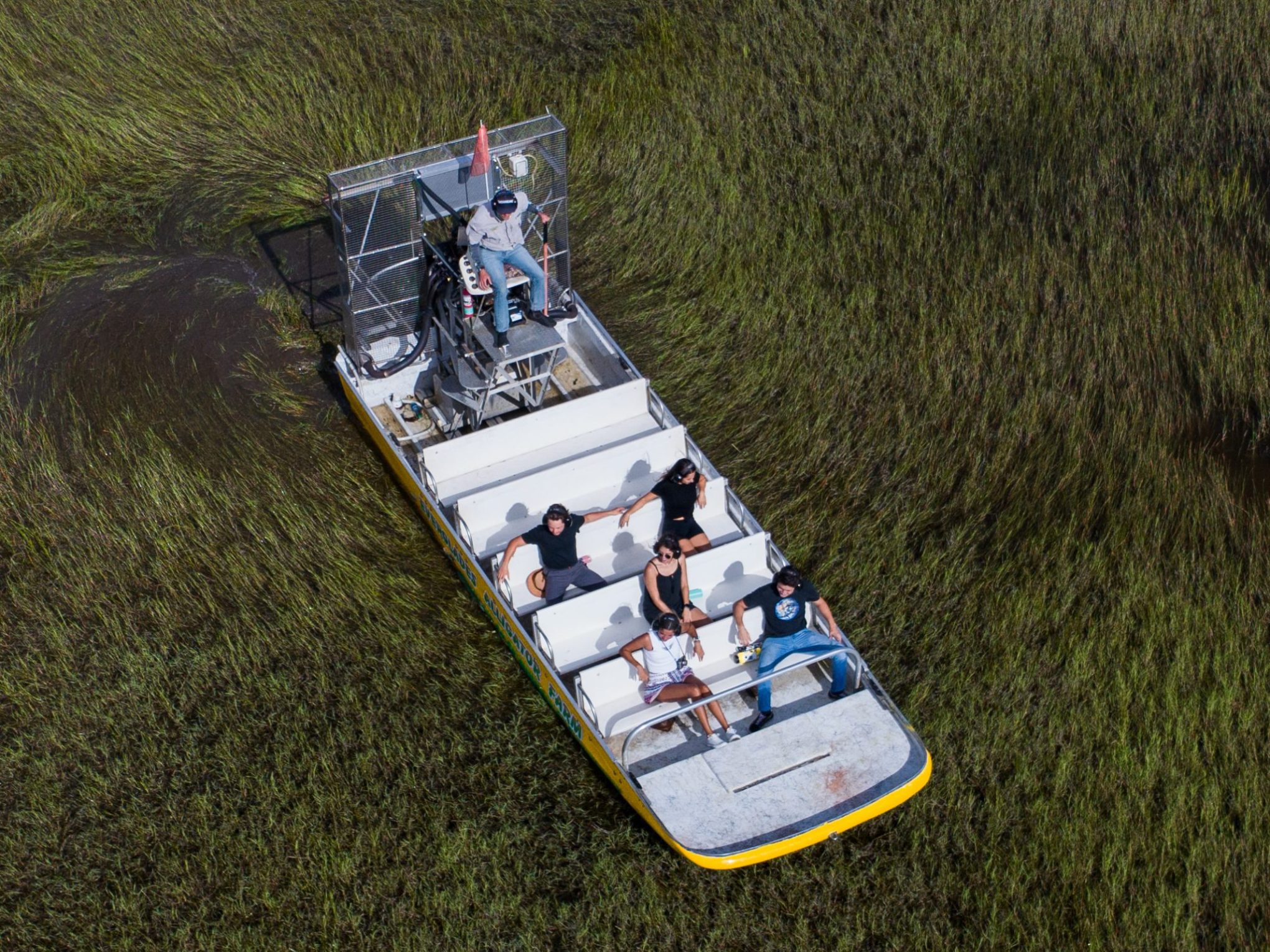 people airboat in the everglades at everglades alligator farm